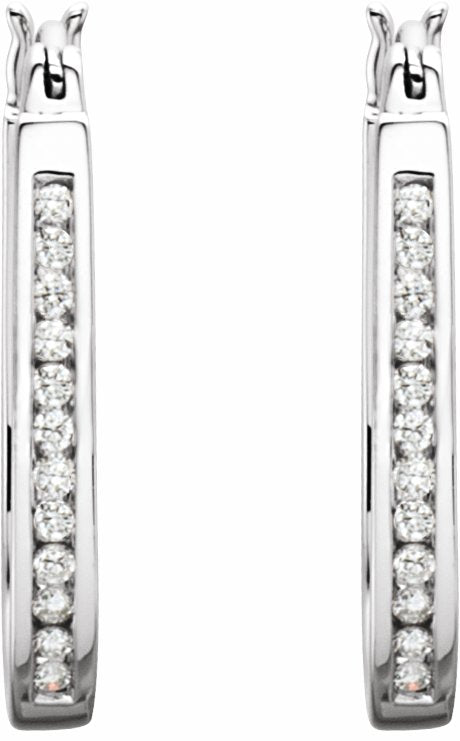 14K White 1/2 CTW Diamond Inside-Outside 22.5 mm Hoop Earrings