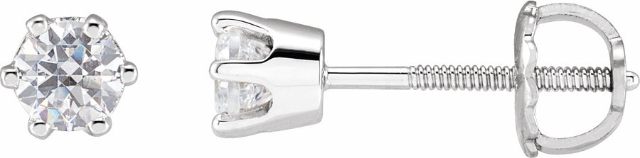 14K White 4 mm Round Cubic Zirconia Earrings