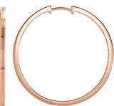 14K Rose 30 mm Grooved Hoop Earrings