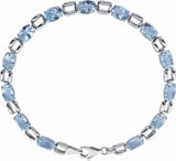 14K White 7x5 mm Oval Sky Blue Topaz 7 Bracelet