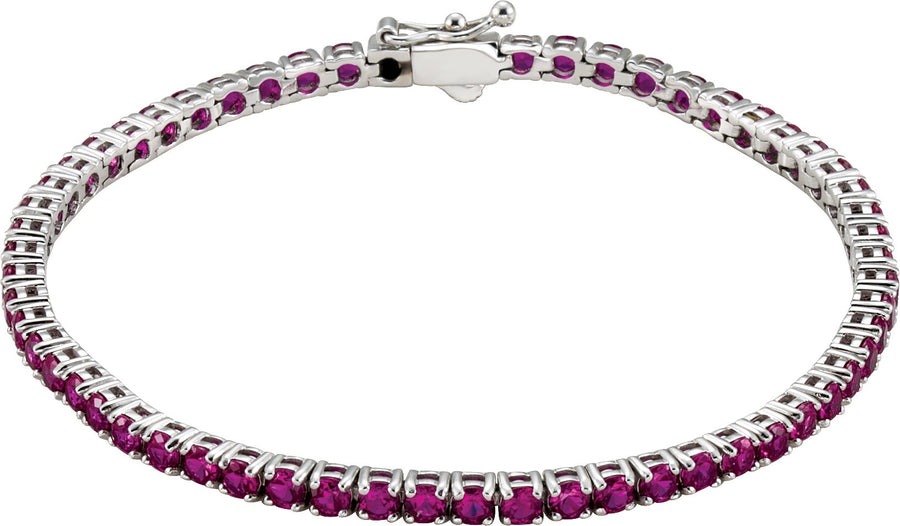 14K White Lab-Grown Ruby Line 7.25 Bracelet