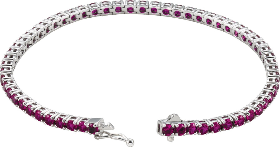 14K White Lab-Grown Ruby Line 7.25 Bracelet