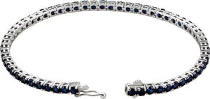 14K White Lab-Grown Blue Sapphire Line 7.25 Bracelet