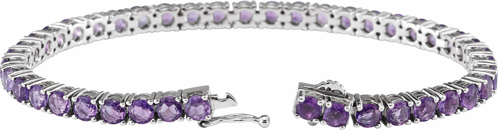 14K White Amethyst 7.15 Line Bracelet