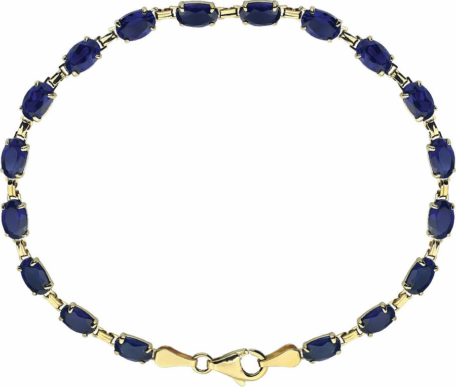 14K Yellow Lab-Grown Blue Sapphire 7.25 Bracelet