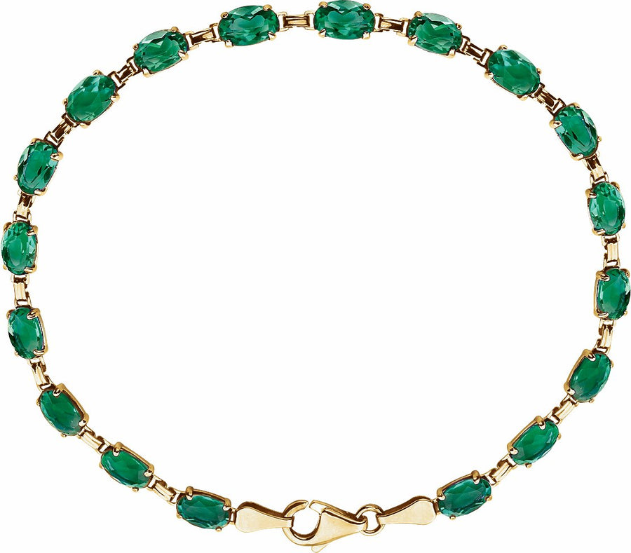 14K Yellow Lab-Grown Emerald 7.25 Bracelet