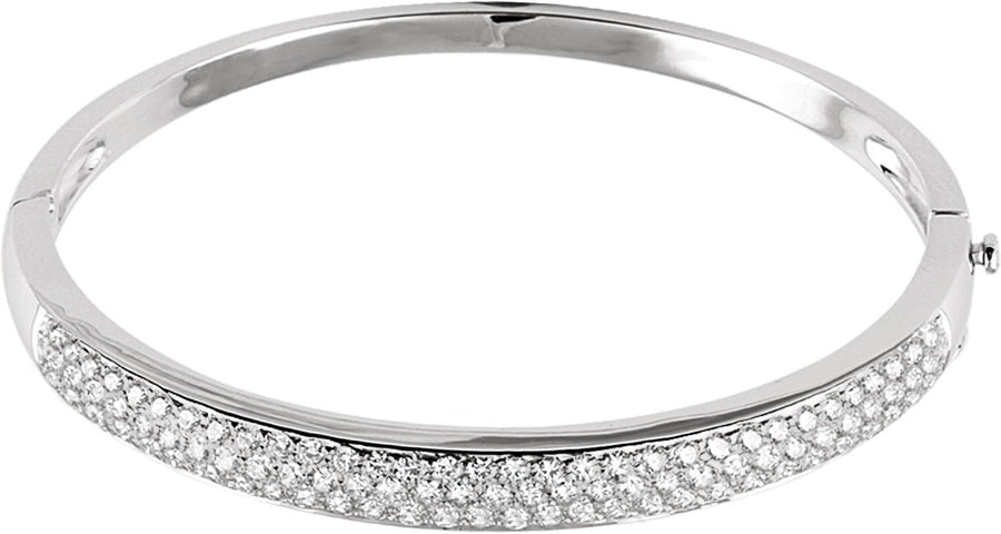 14K White 3 CTW Diamond Pave' Bangle 7 Bracelet