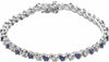 14K White Lab-Grown Blue Sapphire & 1/10 CTW Diamond Line 7 Bracelet