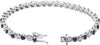 14K White Lab-Grown Blue Sapphire & 1/10 CTW Diamond Line 7 Bracelet