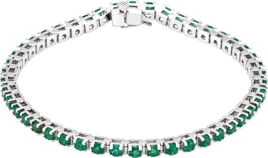 14K White Emerald Line 7 Bracelet