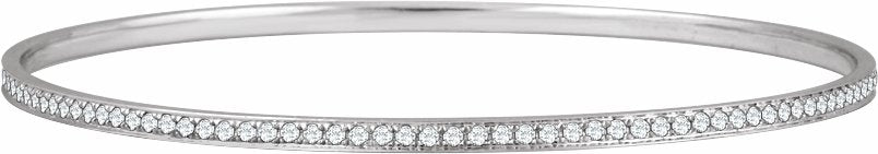 14K White 1 1/2 CTW Diamond Bangle Bracelet 7