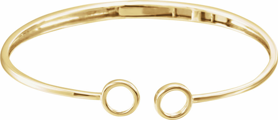 14K Yellow Gold 7 Inch Hinged Circle Cuff Bracelet