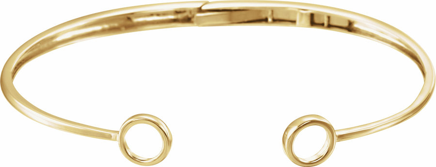 14K Yellow Gold 7 Inch Hinged Circle Cuff Bracelet