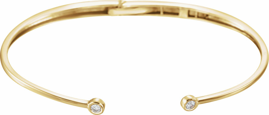 14K Yellow 1/6 CTW Diamond Hinged Cuff Bracelet