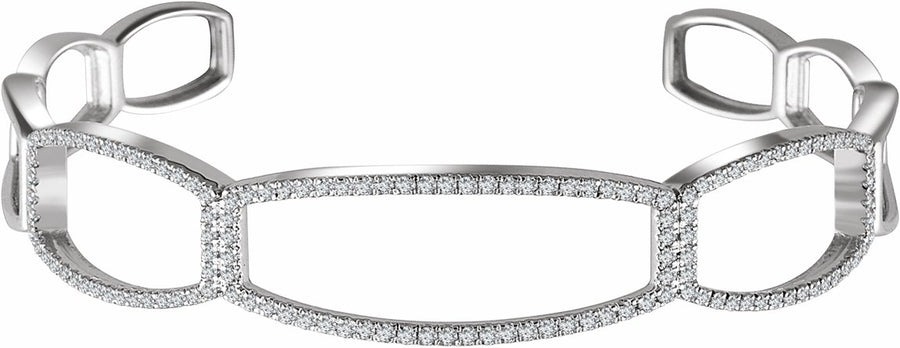 14K White 3/4 CTW Diamond Cuff 6 1/4 Bracelet