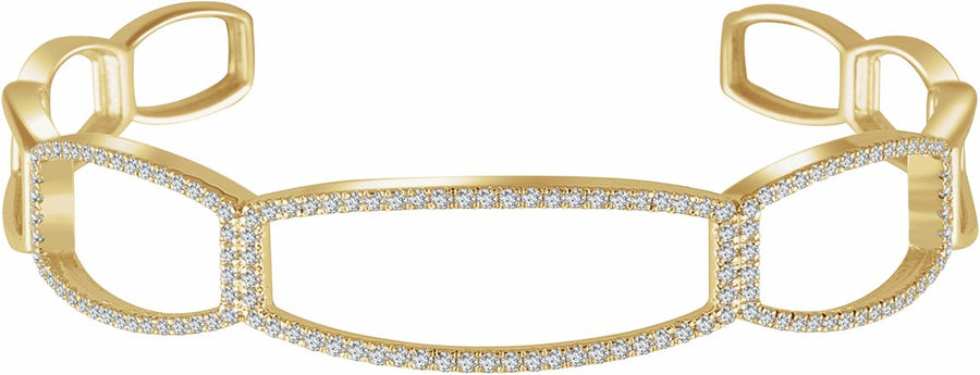 14K Yellow 3/4 CTW Diamond Cuff 6 1/4 Bracelet