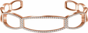 14K Rose 3/4 CTW Diamond Cuff 6 1/4 Bracelet