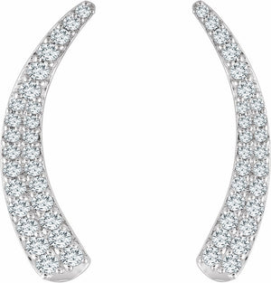 14K White 3/8 CTW Diamond Ear Climbers