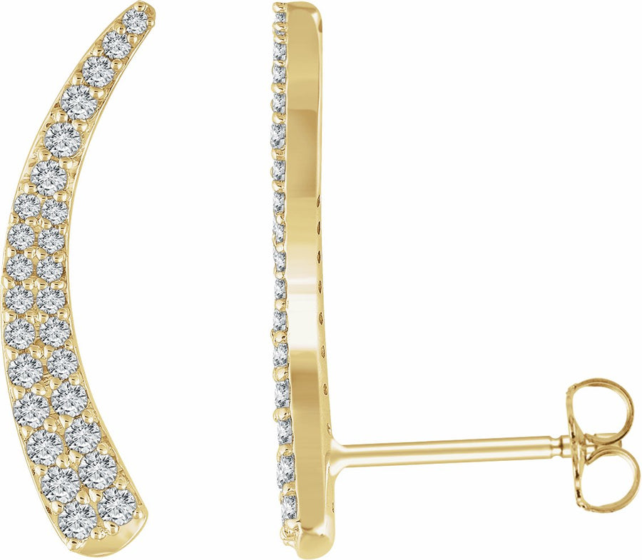 14K Yellow 3/8 CTW Diamond Ear Climbers