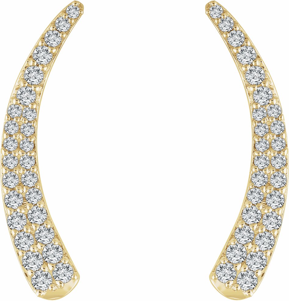 14K Yellow 3/8 CTW Diamond Ear Climbers