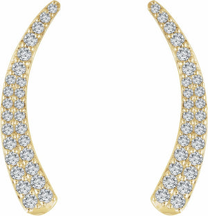 14K Yellow 3/8 CTW Diamond Ear Climbers