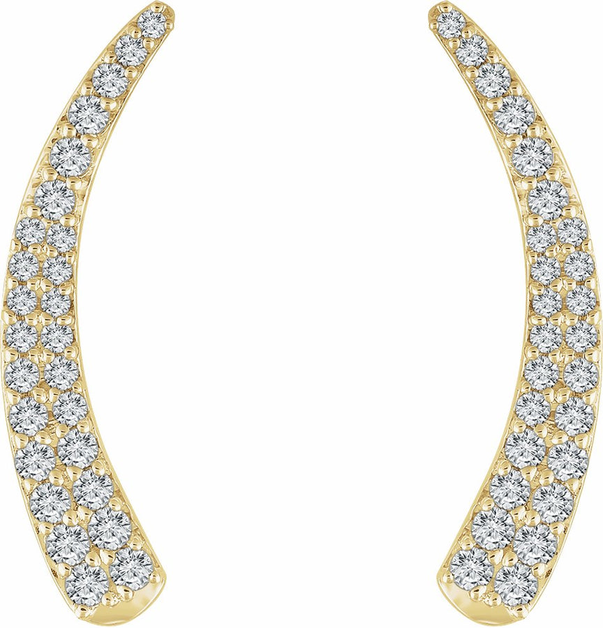 14K Yellow 3/8 CTW Diamond Ear Climbers