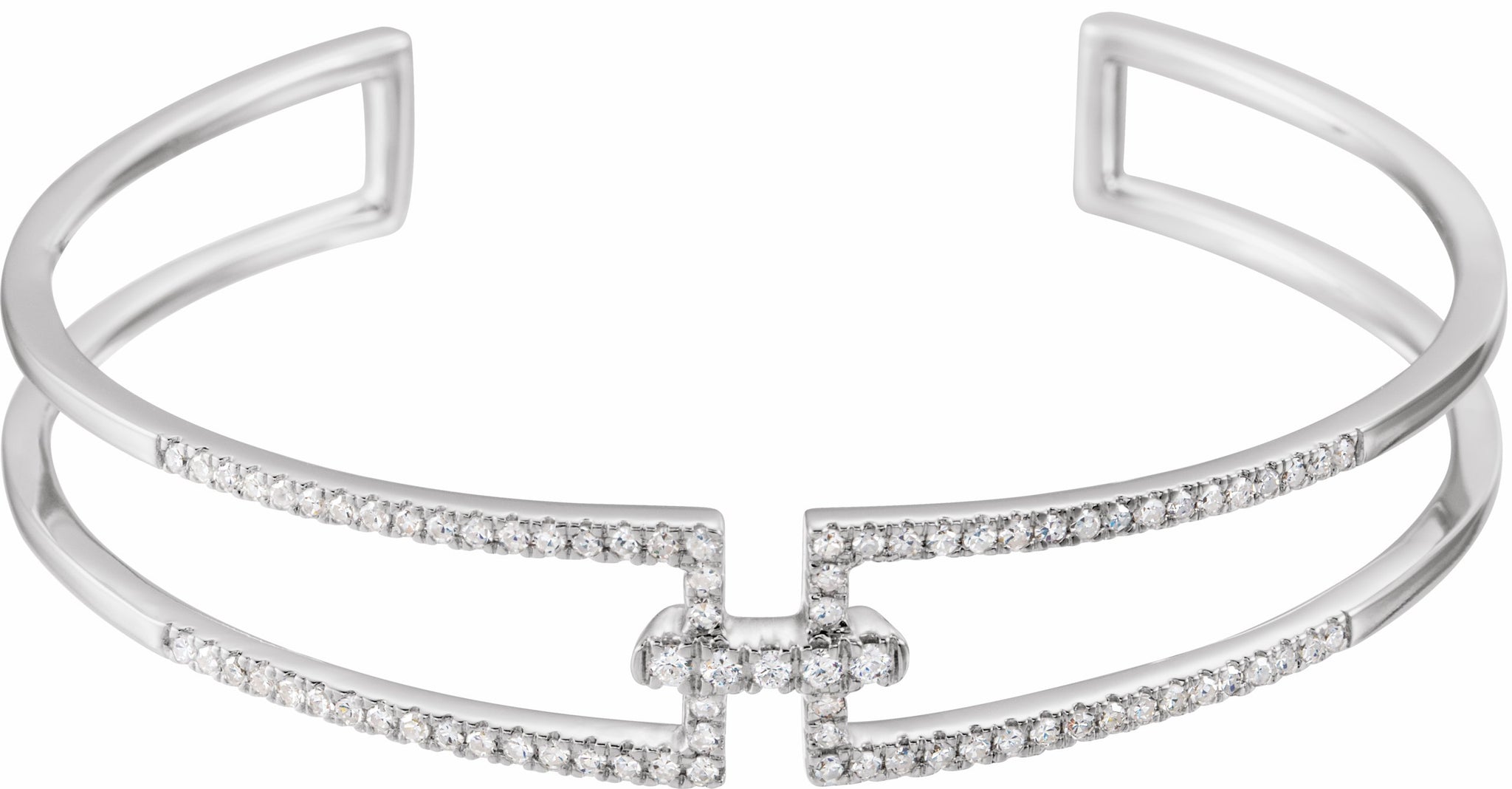 14K White 3/4 CTW Diamond Cuff 6 Bracelet