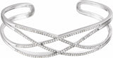 14K White 3/4 CTW Diamond Criss-Cross Cuff 7 Bracelet