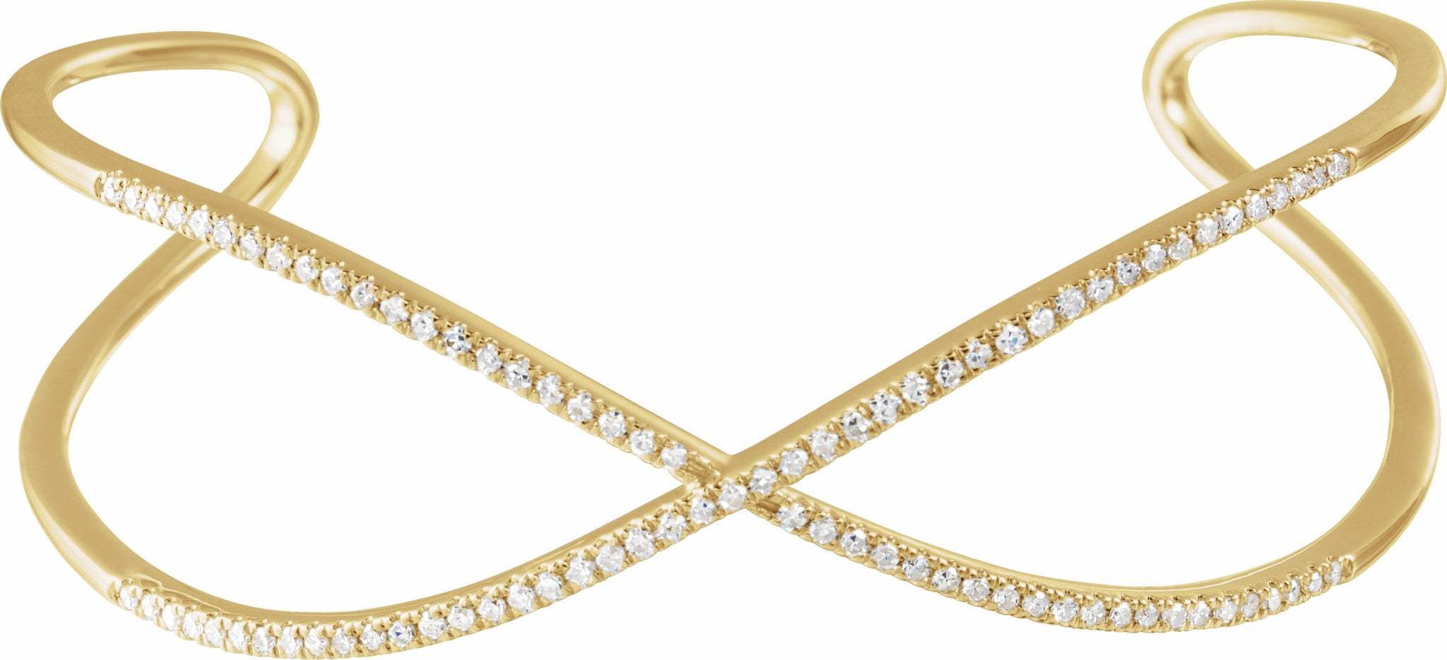 14K Yellow 3/4 CTW Diamond Criss-Cross Cuff 7 Bracelet