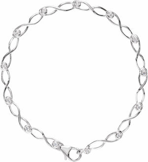 14K White 1/8 CTW Diamond 7 Link Bracelet