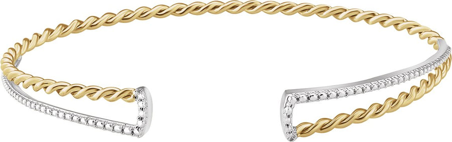 14K Yellow & White Twisted Rope Cuff Bracelet