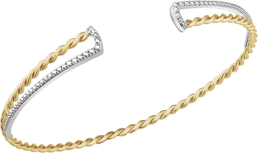 14K Yellow & White Twisted Rope Cuff Bracelet