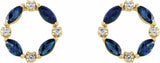 14K Yellow Blue Sapphire & 1/10 CTW Diamond Circle Earrings