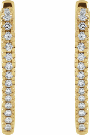 14K Yellow 5/8 CTW Diamond Heart Hoop Earrings