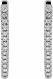 14K White 5/8 CTW Diamond Heart Hoop Earrings