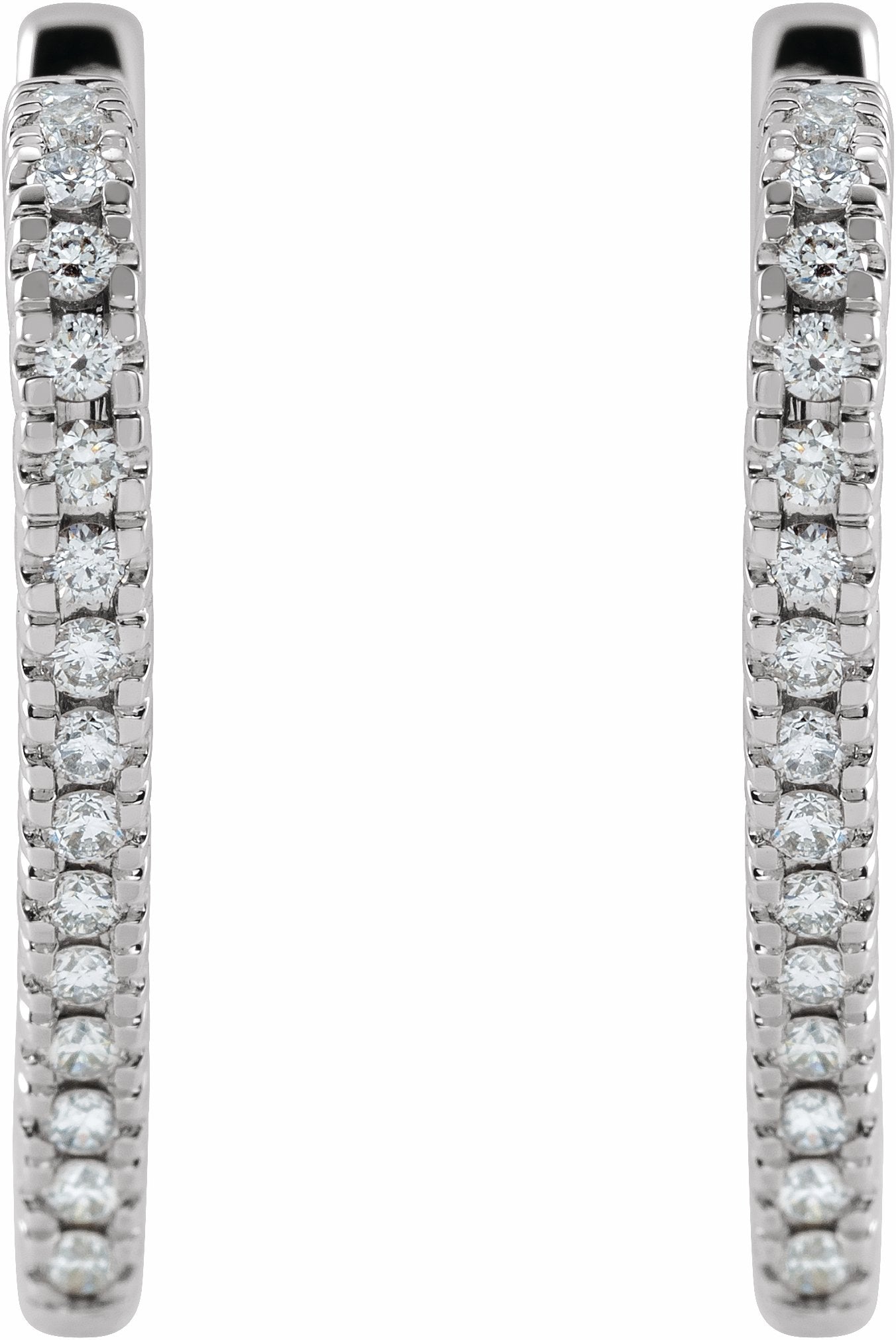 14K White 5/8 CTW Diamond Heart Hoop Earrings