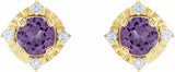 14K Yellow Amethyst & .08 CTW Diamond Halo-Style Earrings