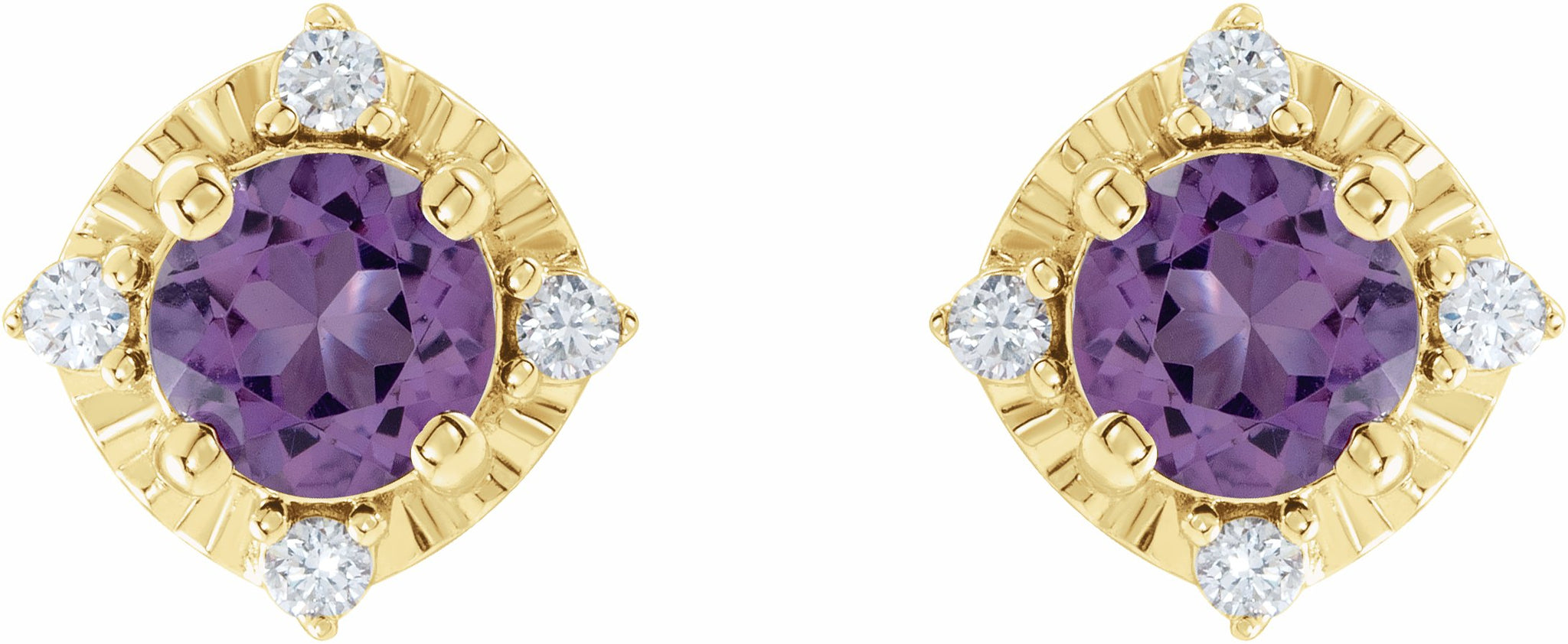 14K Yellow Amethyst & .08 CTW Diamond Halo-Style Earrings