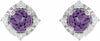 14K White Amethyst & .08 CTW Diamond Halo-Style Earrings