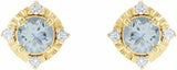 14K Yellow Aquamarine & .08 CTW Diamond Halo-Style Earrings