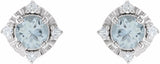 14K White Aquamarine & .08 CTW Diamond Halo-Style Earrings