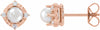 14K Rose Cultured Freshwater Pearl & .08 CTW Diamond Halo-Style Earrings