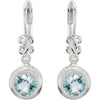 14K White Aquamarine & .02 CTW Diamond Earrings