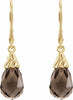 14K Yellow Smoky Quartz Briolette Lever Back Earrings