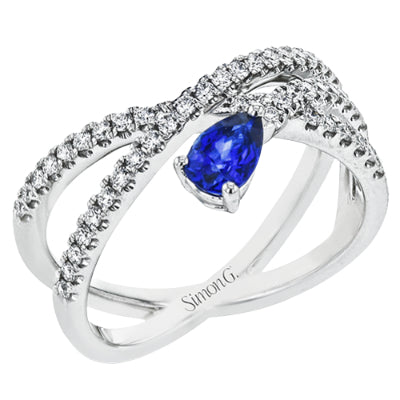Simon G Fashion Tempera Color Ring In 18K Gold With Diamonds (White)