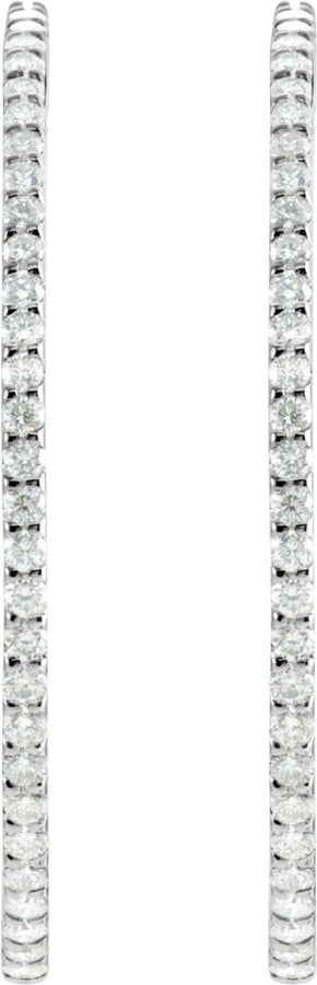 14K White 5 CTW Diamond Inside-Outside 51 mm Hoop Earrings