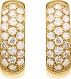 14K Yellow 7/8 CTW Diamond Pave Hoop Earrings