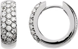 14K White 7/8 CTW Diamond Pave Hoop Earrings