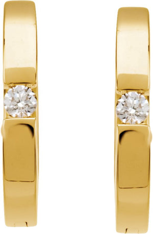 14K Yellow .07 CTW Diamond Hoop Earrings