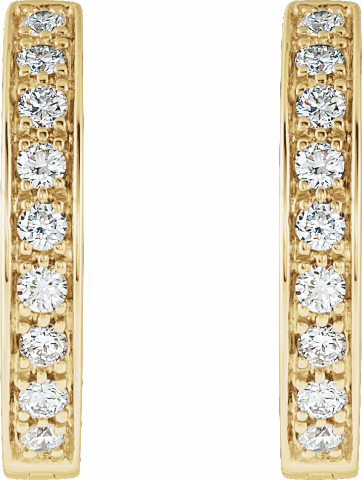 14K Yellow 3/4 CTW Diamond Inside-Outside Hinged 18.5 mm Hoop Earrings